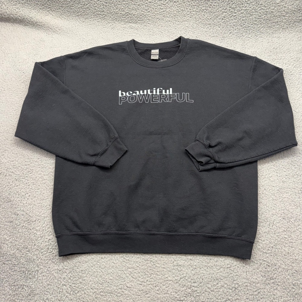 Gildan Heavy Blend Size XL Black Beautiful‎ Powerful Graphic Crewneck Sweatshirt